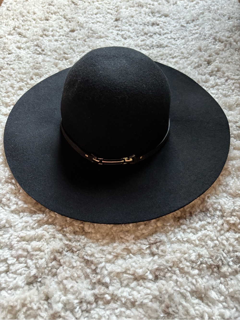 House of Harlow 1960 Floppy Hat Women’s Boho Black 100% Wool Wide-Brimmed